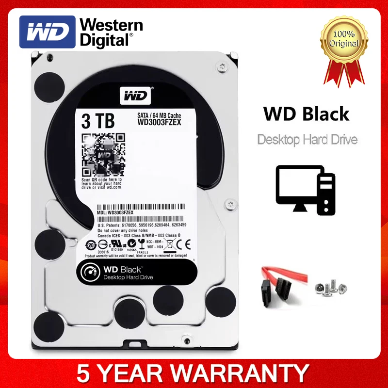 

Внутренний жесткий диск Western Digital WD, черный, 1 ТБ, ранний жесткий диск 3 ТБ, 4 ТБ, 6 Тб, 5400 об/мин, SATA, 64 Мб кэш, 3,5 дюйма, новый
