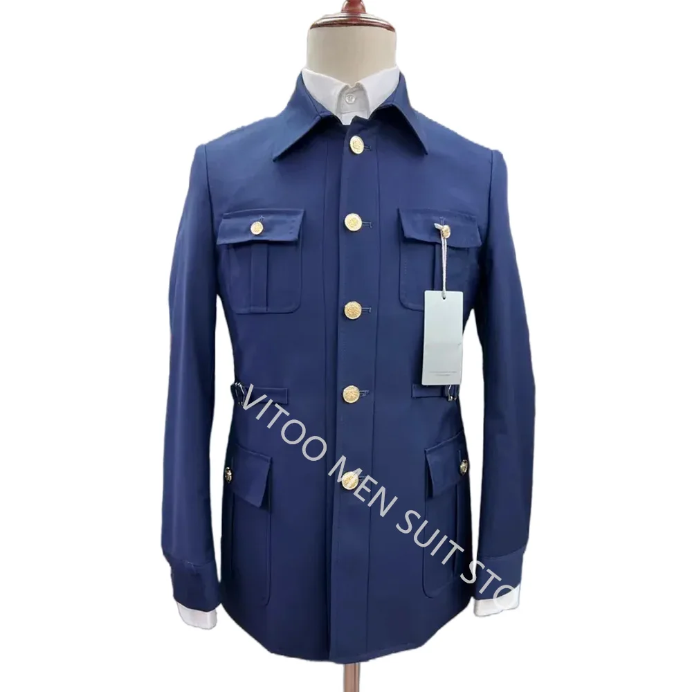 Men's Formal Suit Classic Fit 2 Piece Single Breasted Stand Collar with Gold Buttons Blazer Male Clothing Set for Business,Daily
Men's Formal Suit Classic Fit 2 Piece Single Breasted Stand Collar with Gold Buttons Blazer Male Clothing Set for Business,Daily