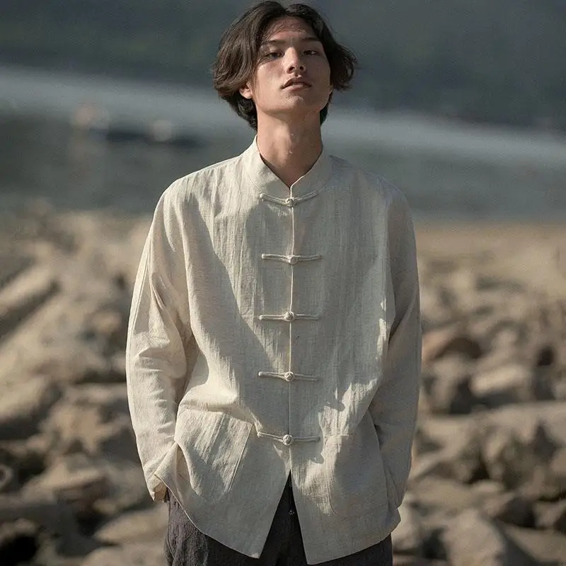 Beige Hanfu male disc buckle Tang suit Chinese style long sleeve cotton hemp stand collar loose tai chi youth shirt
Beige Hanfu male disc buckle Tang suit Chinese style long sleeve cotton hemp stand collar loose tai chi youth shirt