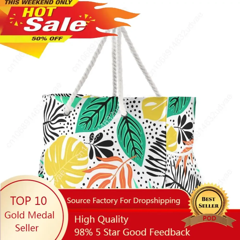 

Fashion Folding Women Big Size Handbag Tote Ladies Tropical Plants Printing Nylon Graffiti Shoulder Bag Beach Bolsa Feminina