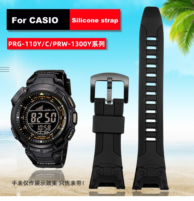 High quality rubber strap suitable for CASIO PRG-110Y / C / PRW-1300Y black resin watch strap PROTREK silicone strap
High quality rubber strap suitable for CASIO PRG-110Y / C / PRW-1300Y black resin watch strap PROTREK silicone strap