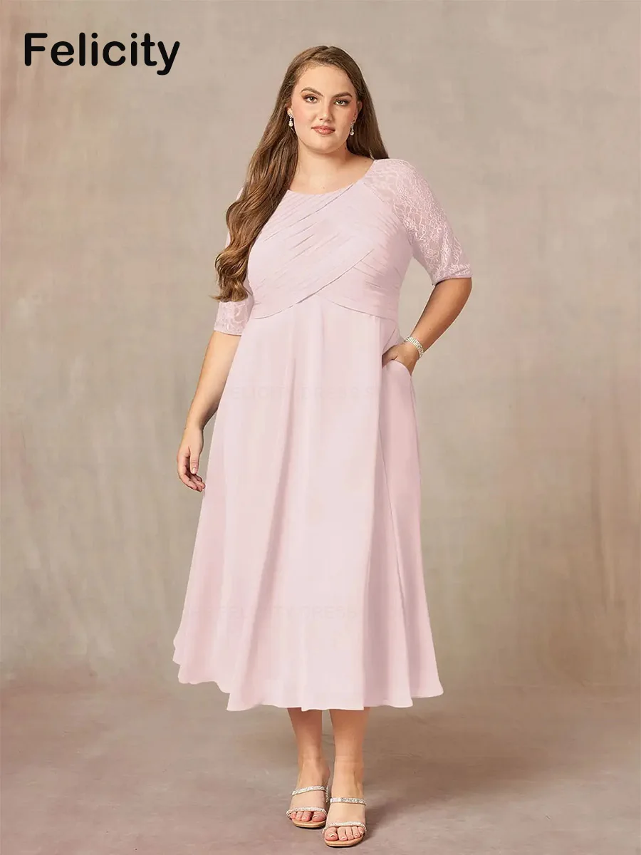Elegant Plus Size Mother of the Bride Dresses 2023 A-Line Lace Chiffon Tea-Length Prom Wedding Party Guest Dresses فساتين السهرة
Elegant Plus Size Mother of the Bride Dresses 2023 A-Line Lace Chiffon Tea-Length Prom Wedding Party Guest Dresses فساتين السهرة