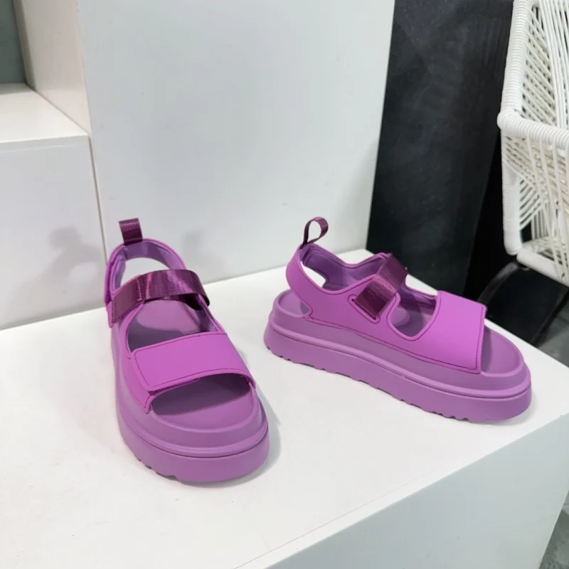 Summer new thick soled height increasing sandals, fashionable soft soled candy colored sports and leisure beach shoes
Summer new thick soled height increasing sandals, fashionable soft soled candy colored sports and leisure beach shoes