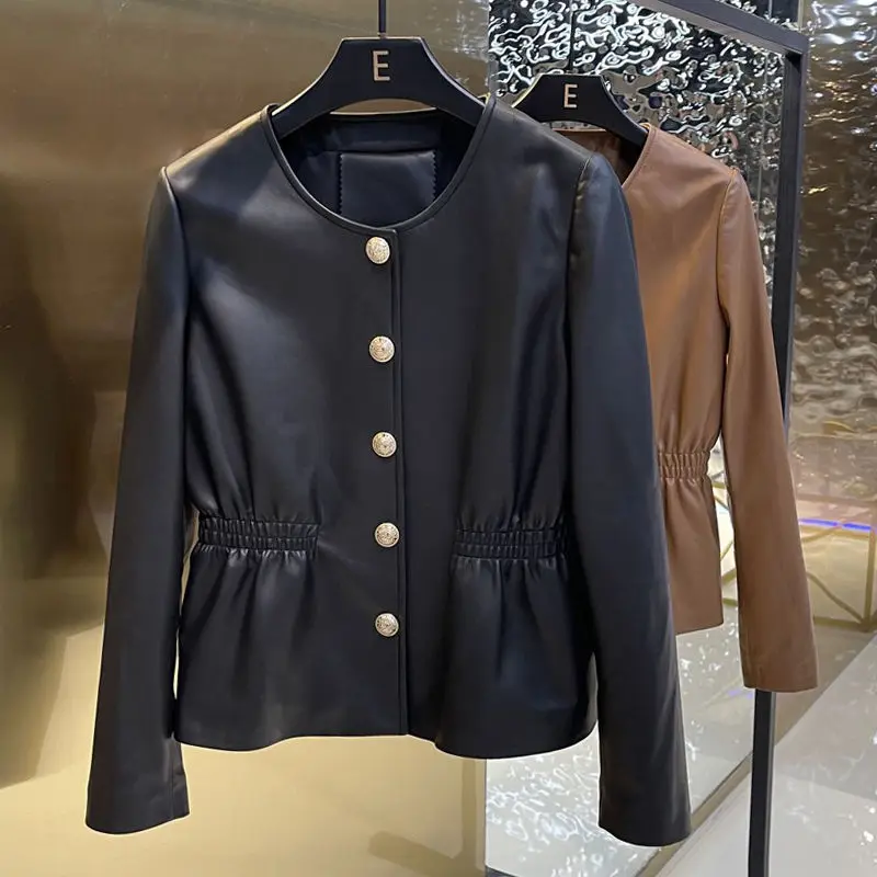 2024 Spring Autumn New European Women's Jacket Short PU Round Neck Slim Fit Top Coat
2024 Spring Autumn New European Women's Jacket Short PU Round Neck Slim Fit Top Coat