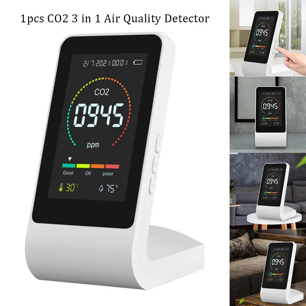 3 In1 Air Quality Monitor CO2 Meter Digital Temperature Humidity Sensor Tester Multi-color Display Smart Home Devices
3 In1 Air Quality Monitor CO2 Meter Digital Temperature Humidity Sensor Tester Multi-color Display Smart Home Devices