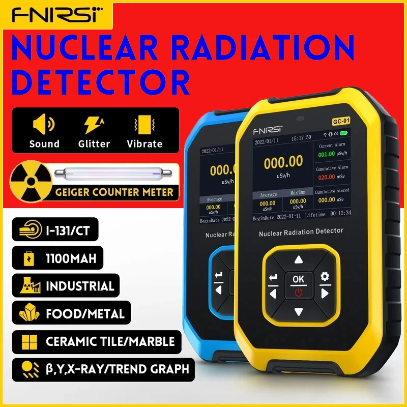 

FNIRSI GC-01 Geiger Counter Nuclear Radiation Detector Personal Dosimeter X-ray γ-ray β-ray Radioactivity Tester Marble Detector