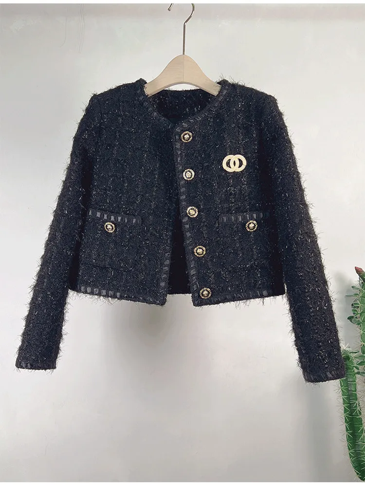 High Quality Fall Winter Vintage Weaving Tweed Wool Short Jacket Women Single-Breasted French Outerwear Long Sleeve Coats Female
High Quality Fall Winter Vintage Weaving Tweed Wool Short Jacket Women Single-Breasted French Outerwear Long Sleeve Coats Female