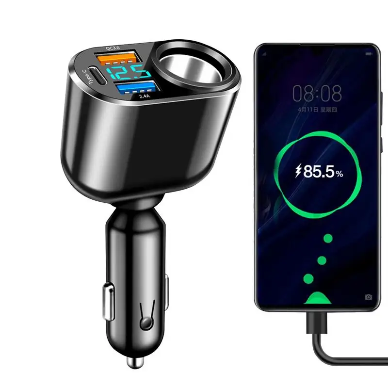 

Car Charger Mini 4-Port Fast Charging USB Charger 90W Digital Display Cigarette Lighter Cell Phone Automobile Chargers Accessory