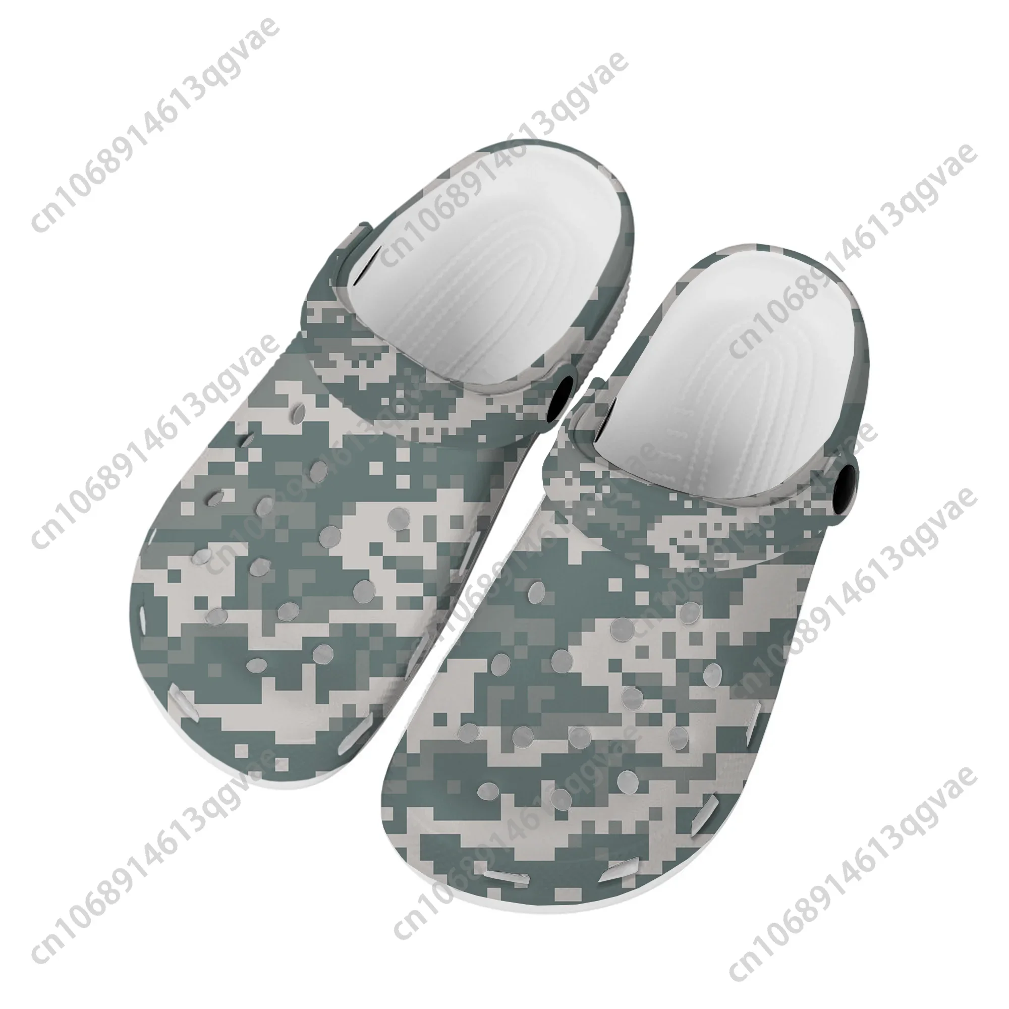 

Темно-синие камуфляжные домашние Сабо, мужская и женская обувь под заказ, камуфляжная Армейская Обувь для подростков, дышащие пляжные тапочки с дырками