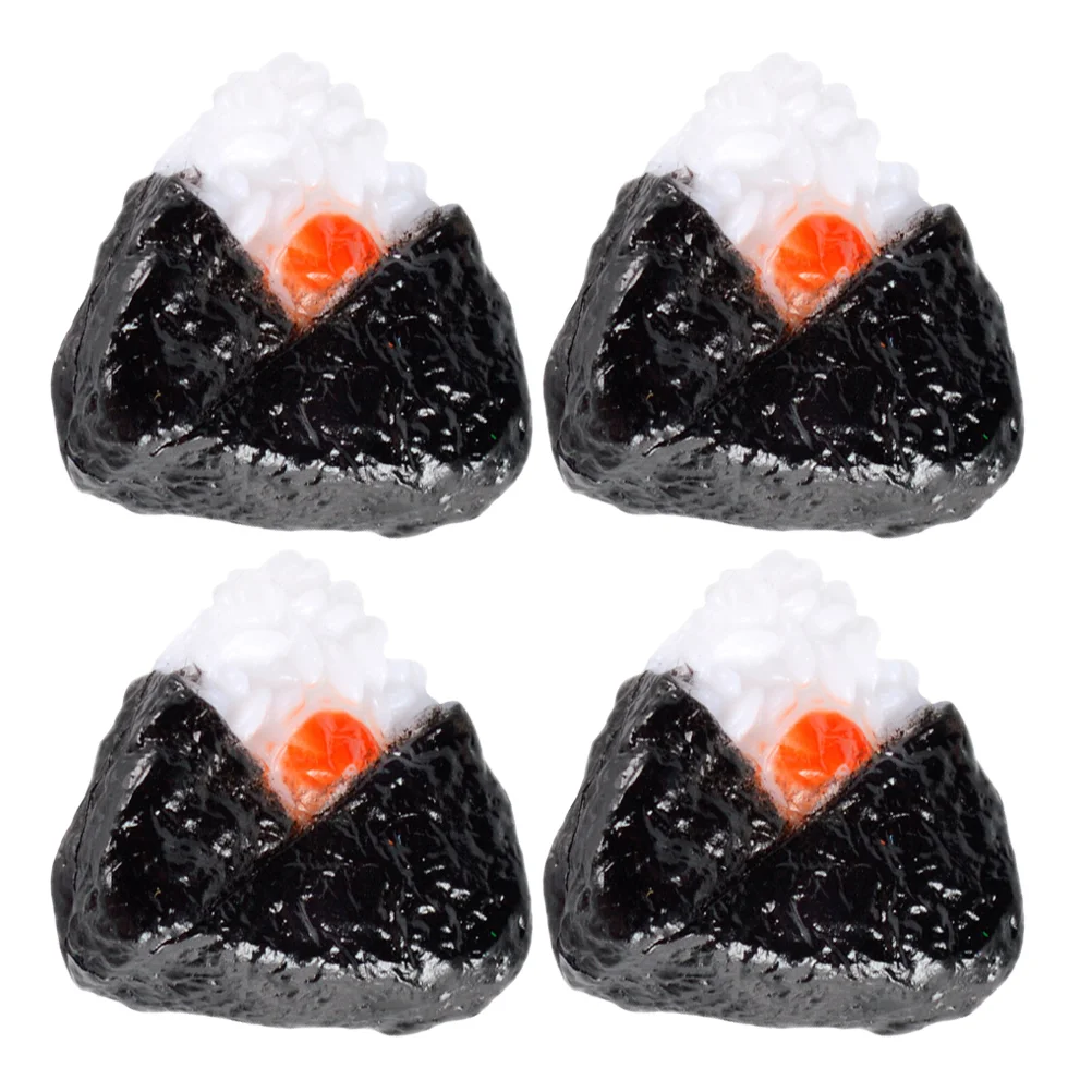 

4 Pcs Sushi Rice Balls Mini House Japanese Food Snack Model Decor Ornament Miniature Display Baby