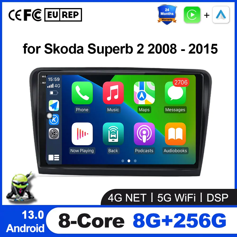 Для Skoda Superb 2 2008 - 2015 беспроводной CarPlay Android 13 Авто Радио Видео плеер GPS Навигация стерео 
Для Skoda Superb 2 2008 - 2015 беспроводной CarPlay Android 13 Авто Радио Видео плеер GPS Навигация стерео