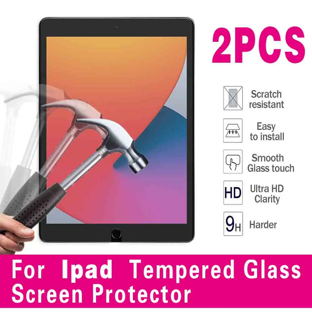 

2Pcs Tempered Glass for IPad Air 4 5 1 3 2 Inch Tablet IPad 10.2/9.7/10. 5/10.9/11 Gen/ Mini /Pro Tablet Screen Protective Film