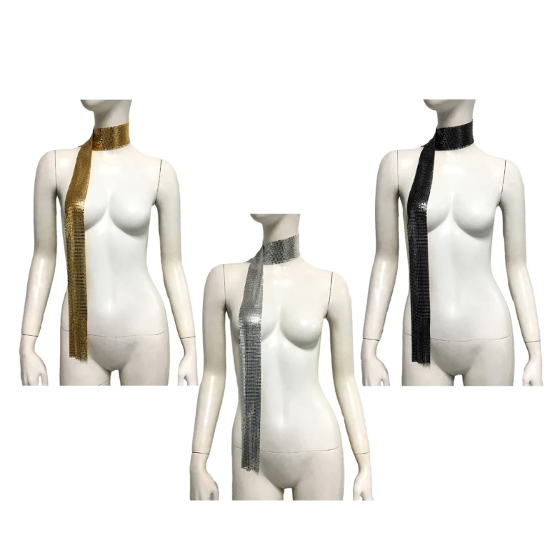652F Sparkling Choker Sequins Collar for Women Wide Collar Glistening Sequins Neck Tie Scarf Party Evening Costume
652F Sparkling Choker Sequins Collar for Women Wide Collar Glistening Sequins Neck Tie Scarf Party Evening Costume