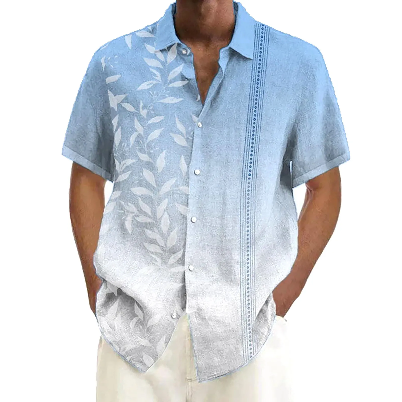 

Рубашка мужская с пуговицами на пуговицах, праздничная пляжная сорочка с тропическим принтом, однотонная уличная этническая одежда, цветочный принт