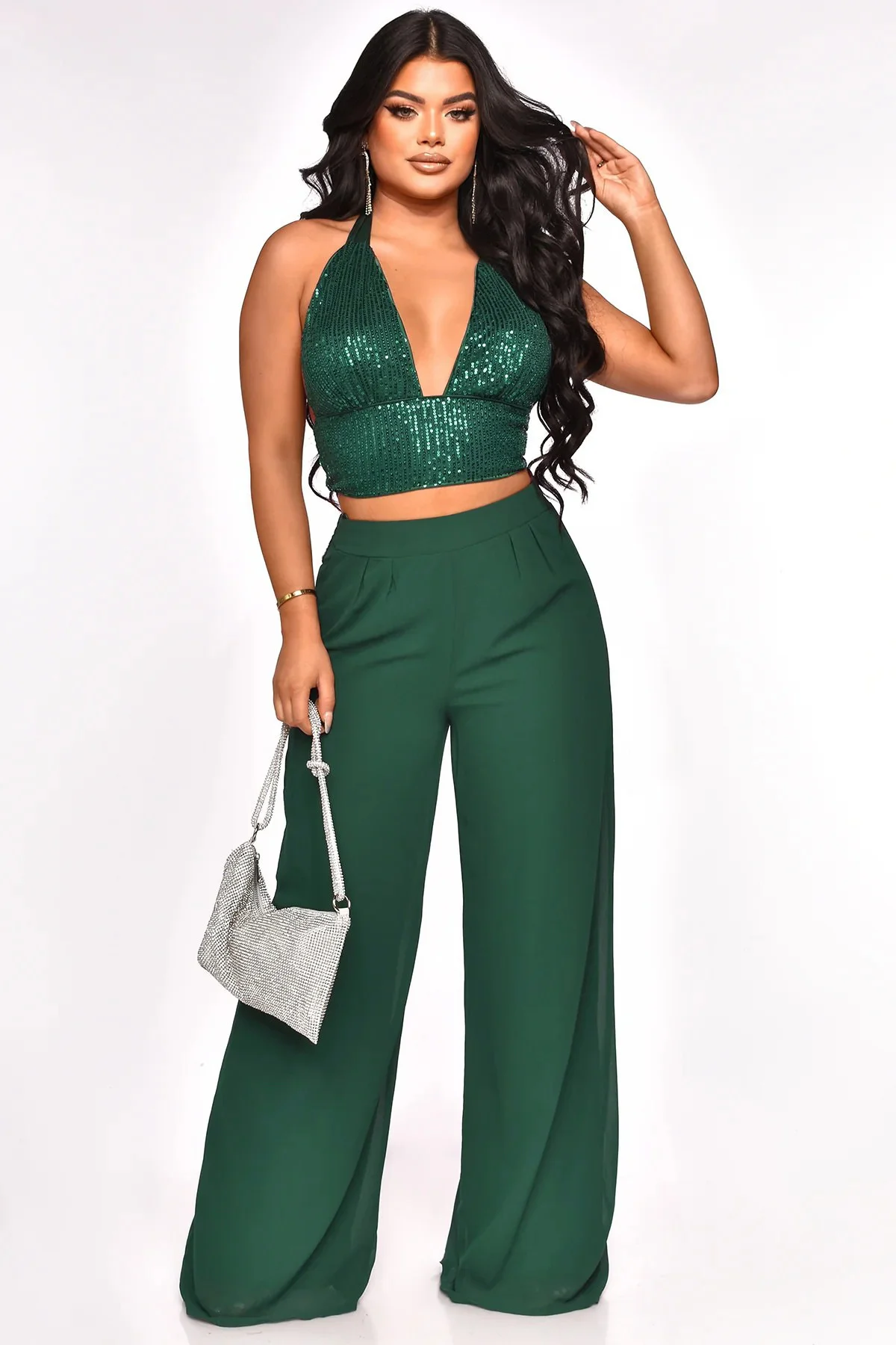 Cutubly Vintage 2 Piece Trousers Suits Women Sexy Sparkly Sequin Halter Crop Tops And Chiffon High Waist Wide Leg Pants Outfits
Cutubly Vintage 2 Piece Trousers Suits Women Sexy Sparkly Sequin Halter Crop Tops And Chiffon High Waist Wide Leg Pants Outfits