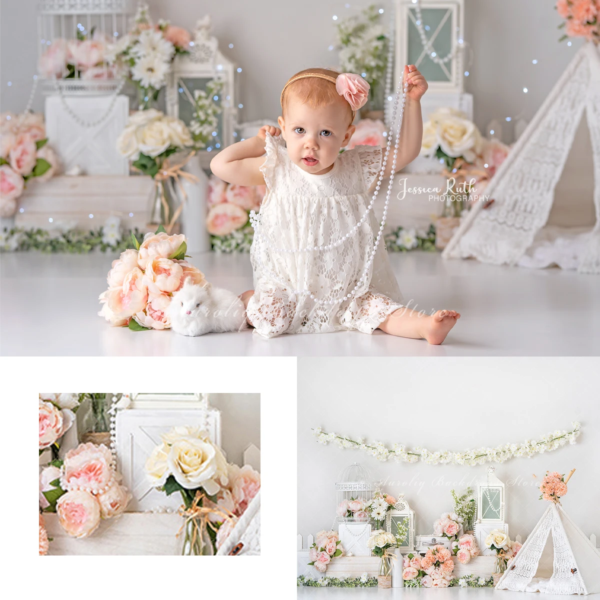 

Elegant Retro Floral Backdrops Bohemian Tents Kids Adult Photography Child Baby Photocall Props Birthday Cake Smash Backgrounds