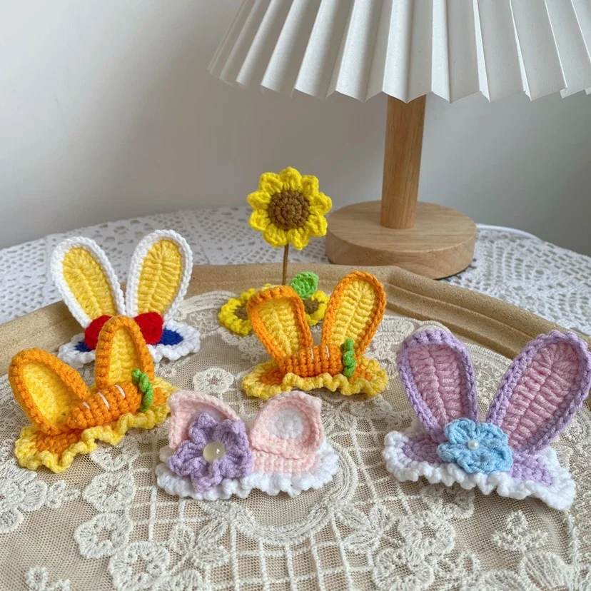 Rabbit Ear Hair Clips Hand-crocheted Three-dimensional Hairpin Knitting Lovely Headdress Hair Clips for Women
Rabbit Ear Hair Clips Hand-crocheted Three-dimensional Hairpin Knitting Lovely Headdress Hair Clips for Women