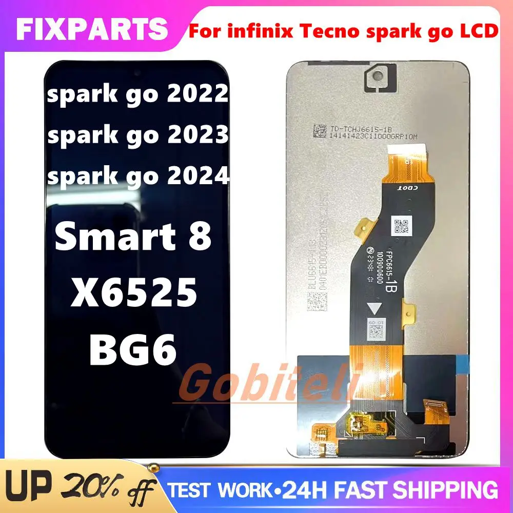 

6.6'' For Tecno Spark Go 2022 2023 2024 Smart 8 X6525 LCD Display Touch Screen Replacement Digitizer Assembly For Tecno BG6 LCD