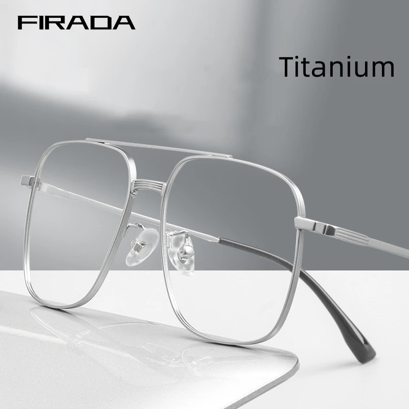 

FIRADA Fashion Eyewear Women's Retro Aviator Double Beam Titanium Eyeglasses Optical Prescription Glasses Frame For Men T830T