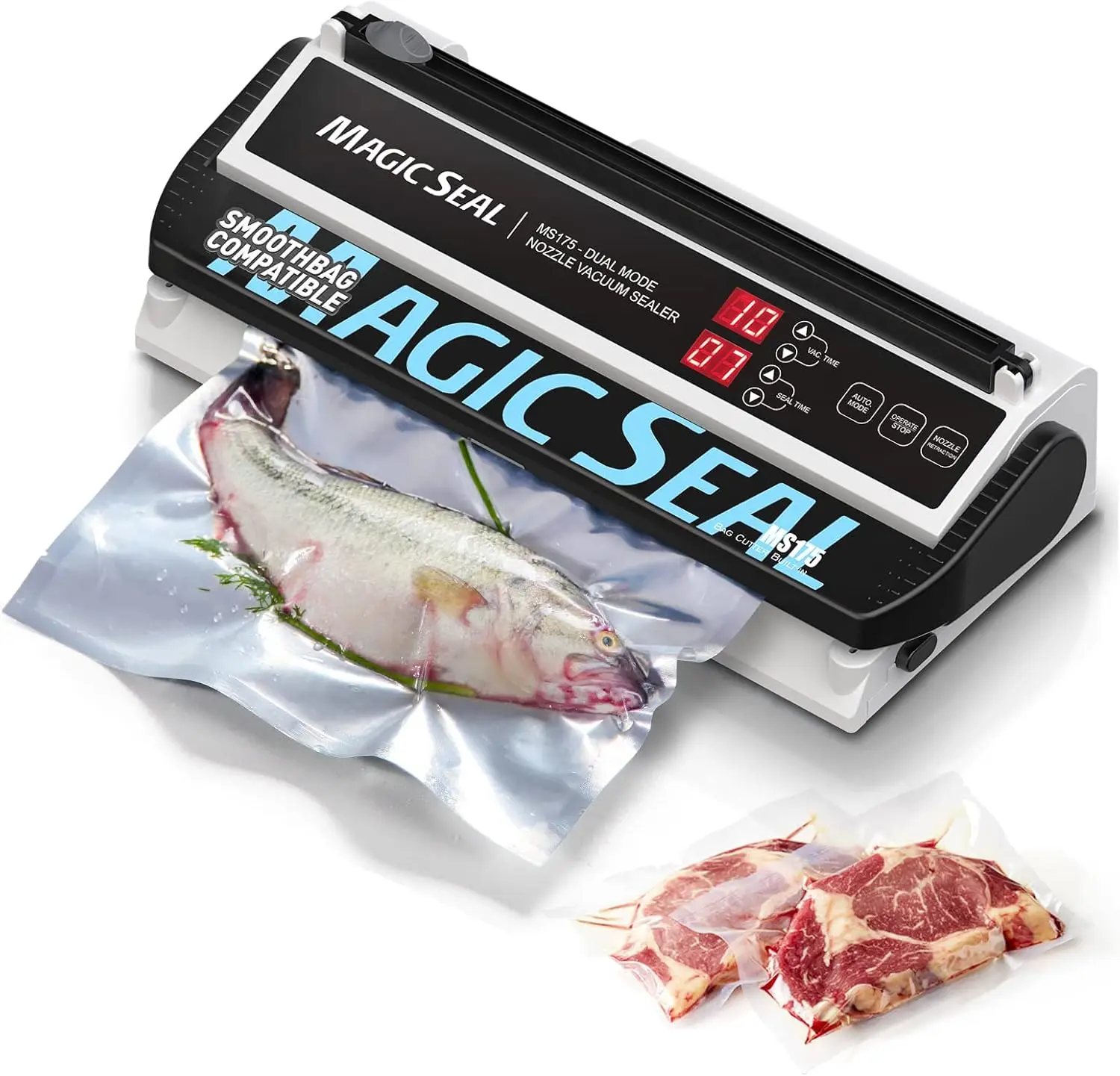 MS175 Vacuum Sealer Machine for Food Preservation, Nozzle Type, Compatible with Mylar Bags, Adjustable Vacuum and Sealing Time
MS175 Vacuum Sealer Machine for Food Preservation, Nozzle Type, Compatible with Mylar Bags, Adjustable Vacuum and Sealing Time