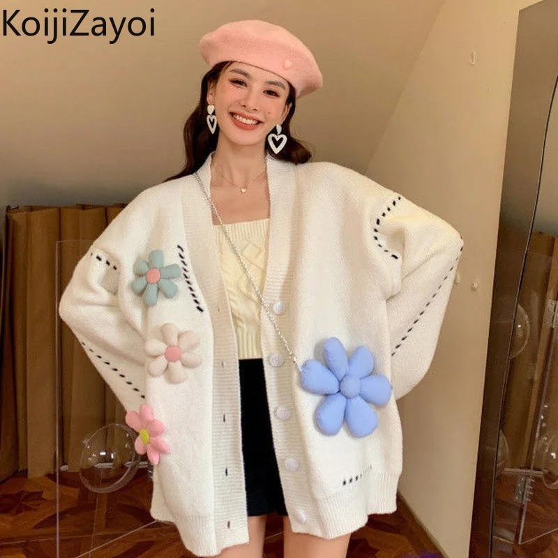 Koijizayoi Flower Appliques Women Sweet Cardigan Knitted Chic Loose Kardigan Students Spring Autumn Chic Cardigans Korean Tops
Koijizayoi Flower Appliques Women Sweet Cardigan Knitted Chic Loose Kardigan Students Spring Autumn Chic Cardigans Korean Tops