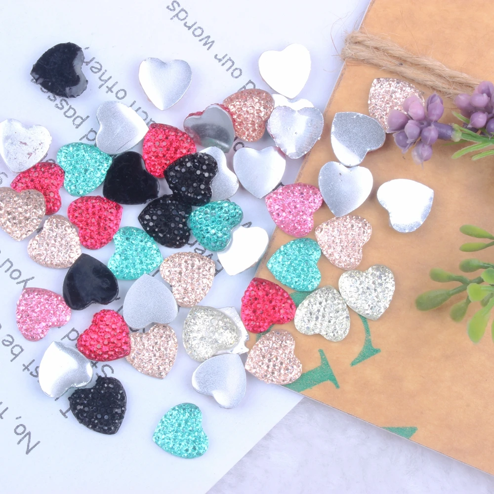 

Heart Shape Resin Rhinestones Flatback Many Colors Glue On Non Hotfix Beads DIY Crafts Jewelry Making Garments Accessories