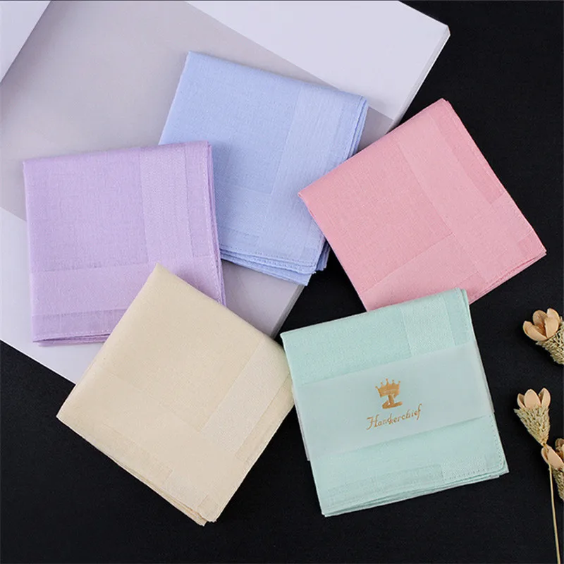 

3Pcs 40x40cm Square Plain Solid Color Handkerchiefs 100% Cotton Towel Wedding Xmas Party Gift