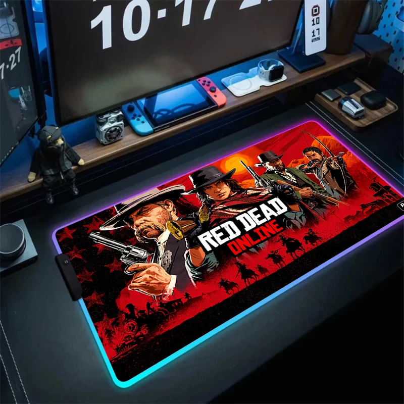 

Red Dead Redemption 2 RGB Mouse Pad Rubber Gaming Mouse Mat LED Laptop Keyboard Mat Anti-slip Best Choice Mousepad XXL Desk Mat