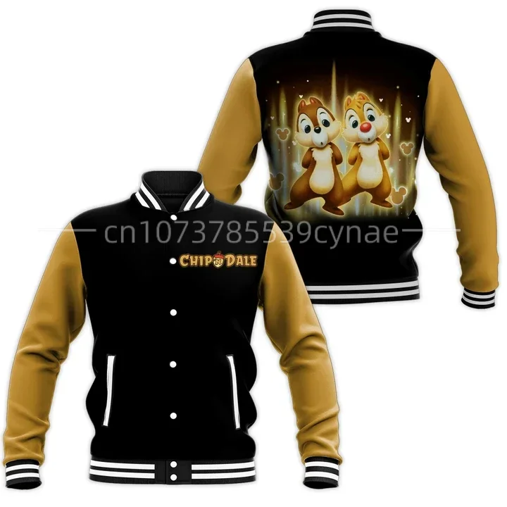 

Disney Chip N Dale Bomber Jacket Women Men Autumn Baseball Jacket Coat Cartoon Streetwear Harajuku Jacket