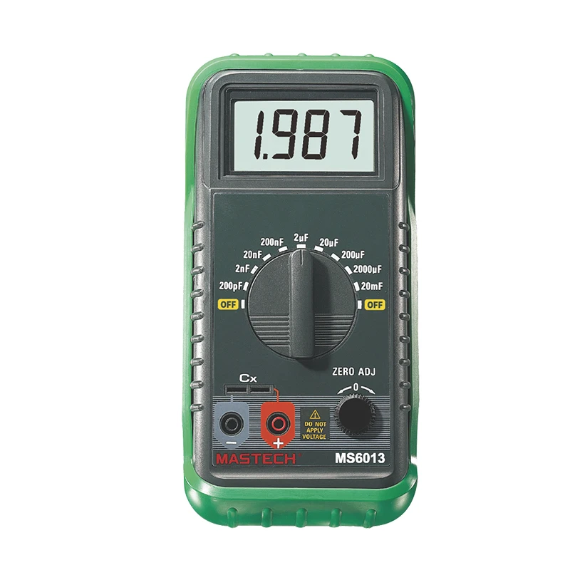 MASTECH MS6013 1999 отсчетов портативный 3 1/2 цифровой измеритель емкости конденсатор 200 пФ до 20 МФ
MASTECH MS6013 1999 отсчетов портативный 3 1/2 цифровой измеритель емкости конденсатор 200 пФ до 20 МФ