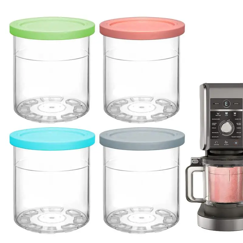 

4pcs Ice Cream Storage Containers With Lids Ice Cream Tub Reusable ice cream Container Kitchen Aid Creamy Cups For Ice Cream