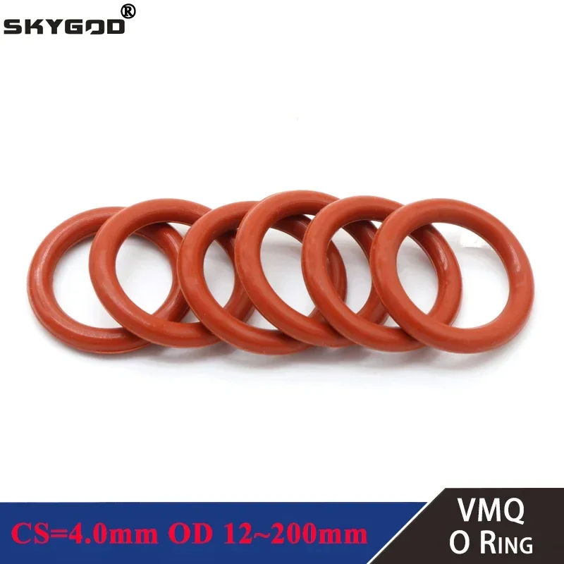 10Pcs Red Silicone Ring Gasket CS 4mm OD 12 ~ 200mm Silicon O Ring Gasket Food Grade Rubber O-ring VMQ Assortment hvac Tools 
10Pcs Red Silicone Ring Gasket CS 4mm OD 12 ~ 200mm Silicon O Ring Gasket Food Grade Rubber O-ring VMQ Assortment hvac Tools