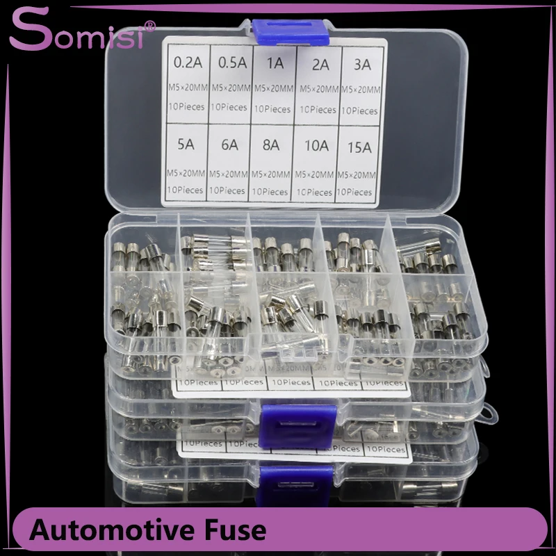 Boxed Car Fast-blow Glass Tube Fuses 5x20mm 250V 0.2-15A 0.2-20A 0.5-30A Automotive Fuse Assortment Kit
Boxed Car Fast-blow Glass Tube Fuses 5x20mm 250V 0.2-15A 0.2-20A 0.5-30A Automotive Fuse Assortment Kit