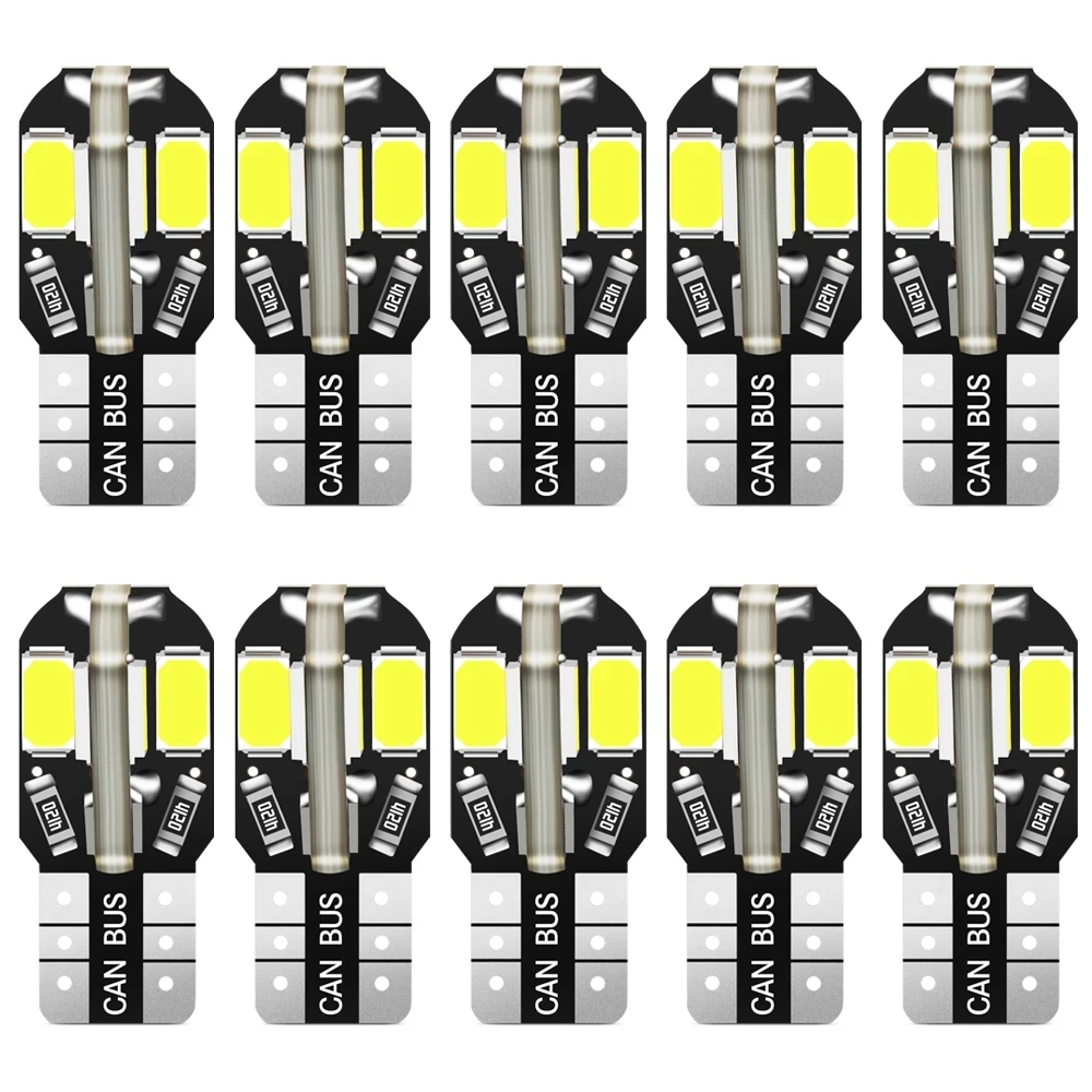 

20PCS W5W T10 5730 LED Bulbs Canbus 8SMD 12V 6000K 194 168 LED Car Interior Map Dome Lights Parking Light Auto Signal Lamp