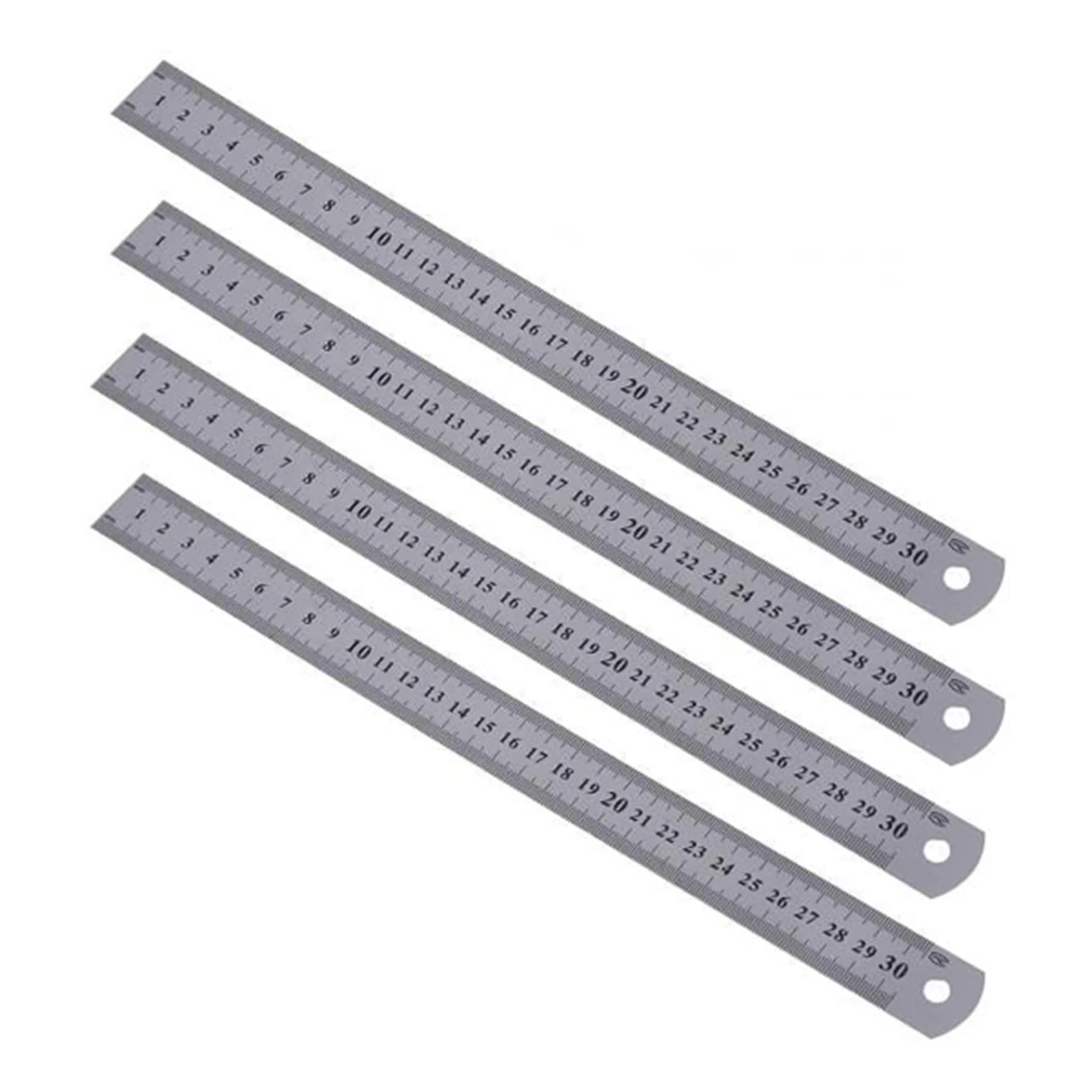 

4X Stainless Steel Ruler Measure Metric Function 30cm 12Inch