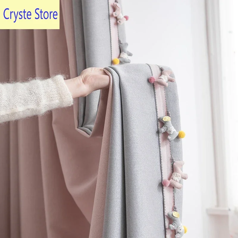 Curtains for children's room girls' room princess pink color matching pony lace blackout curtains
Curtains for children's room girls' room princess pink color matching pony lace blackout curtains