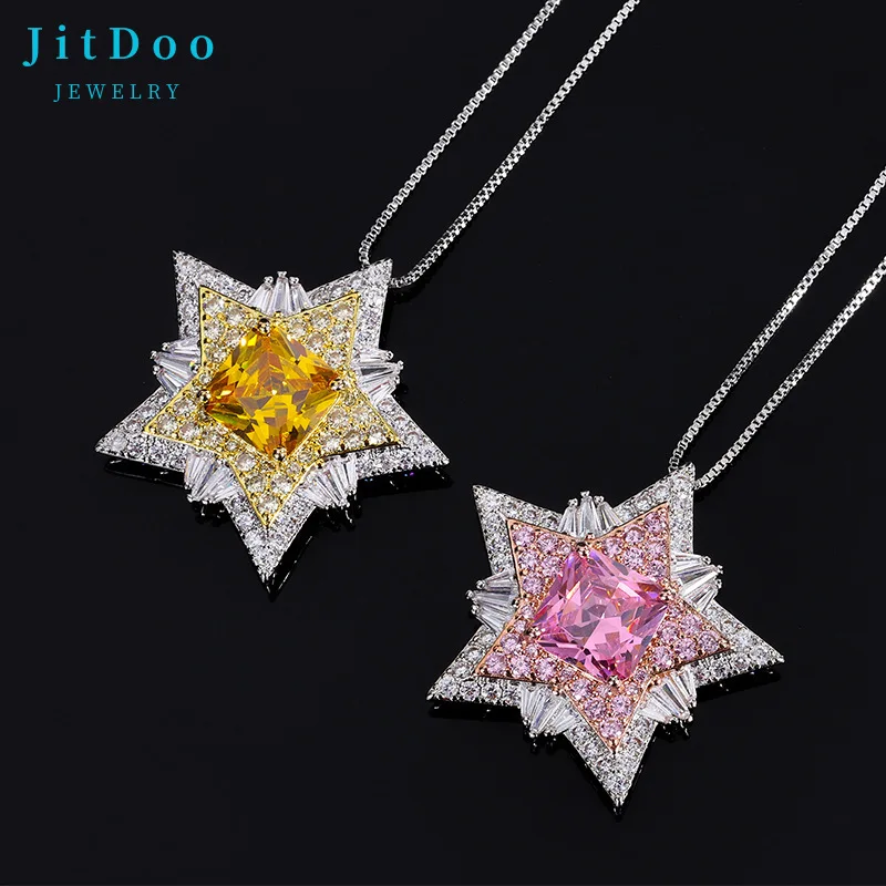 JitDoo Luxury Silver Color Necklace for Female Yellow CZ Stone Pentagram Full of Diamond Pendant Wedding Daily Party Jewelry
JitDoo Luxury Silver Color Necklace for Female Yellow CZ Stone Pentagram Full of Diamond Pendant Wedding Daily Party Jewelry