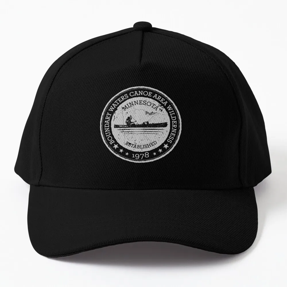 

Minnesota Boundary Waters Vintage Style Stamp - White Baseball Cap summer hats Mountaineering Christmas Hat Women Hat Men's