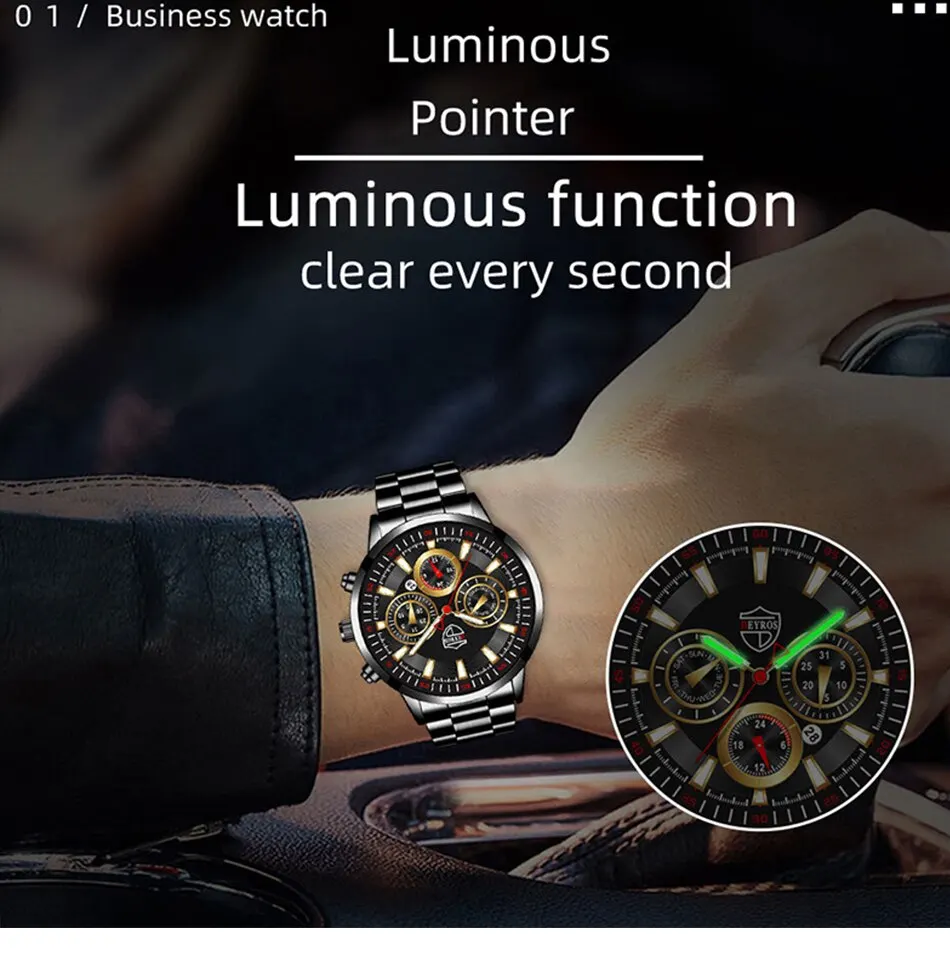 Fashion Men's Watches Business Stainless Steel Quartz Wrist Watch Male Casual Date Luminous Leather Bracelet Clock Fashion Men's Watches Business Stainless Steel Quartz Wrist Watch Male Casual Date Luminous Leather Bracelet Clock