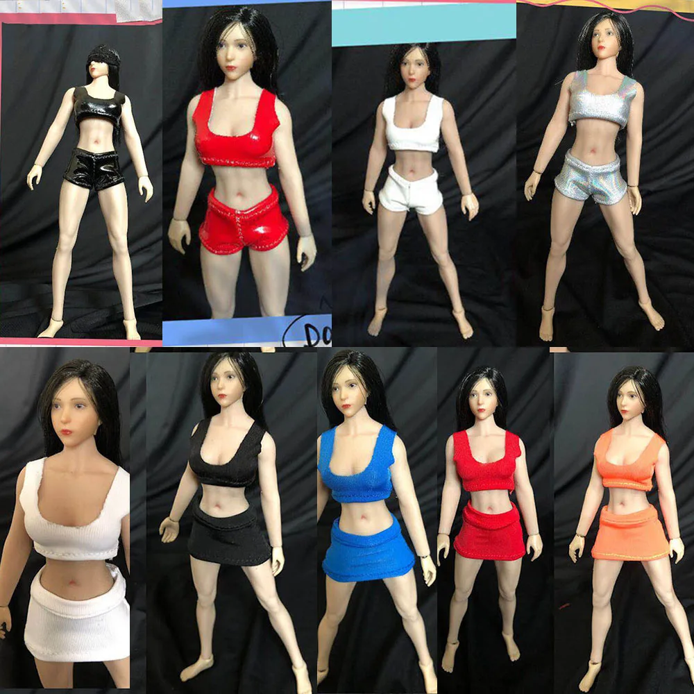 

1/12 Women's Figure Clothes Ultra Short Sports Vest Short Skirt/Hot Pants Set For 6 inch Women Action Figures Body