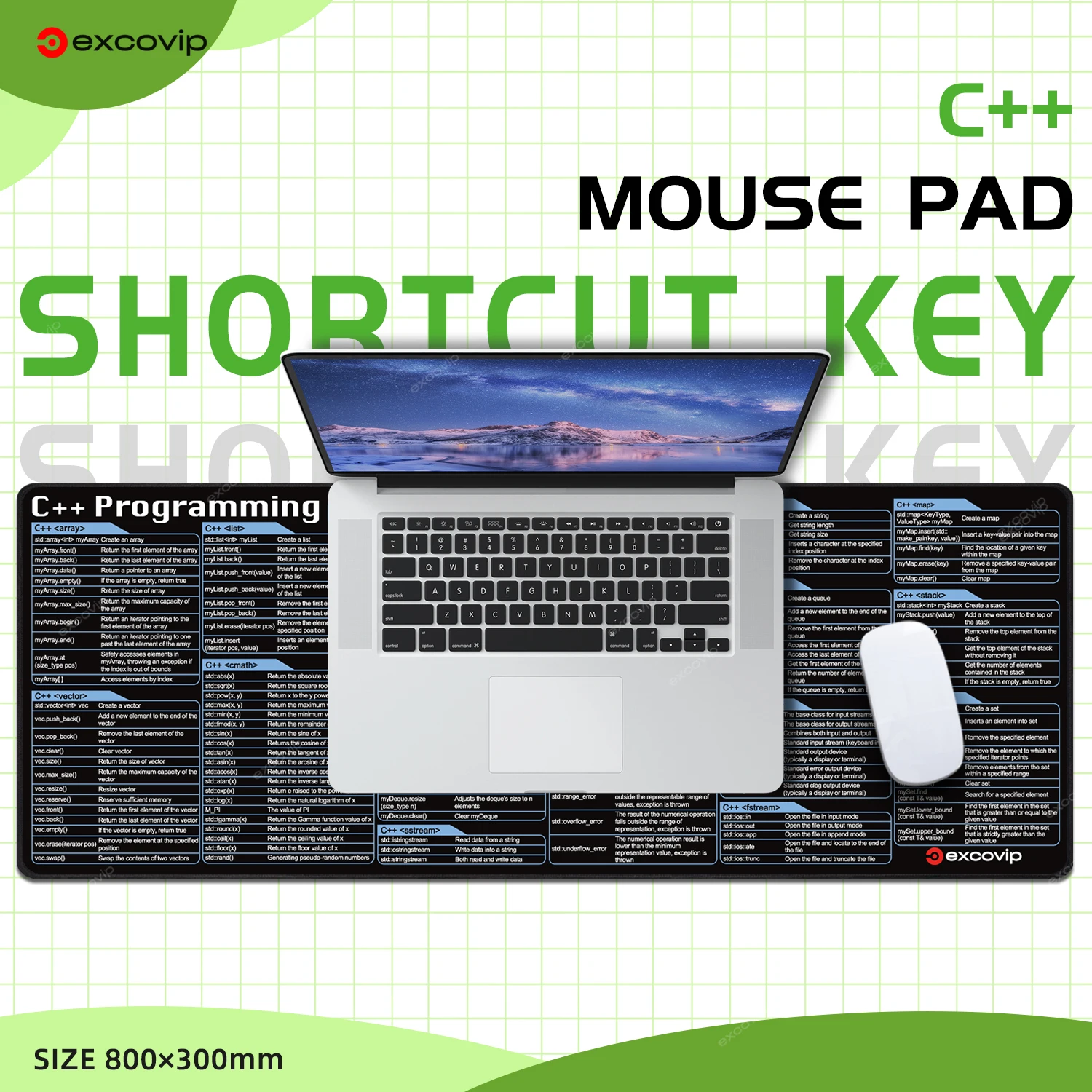 EXCO C++ Programing Mouse Pad Large Shortcuts Keyboard Mousepad Cheat Sheet Desk Mat Stitched Edge Non-Slip Base for Engineer EXCO C++ Programing Mouse Pad Large Shortcuts Keyboard Mousepad Cheat Sheet Desk Mat Stitched Edge Non-Slip Base for Engineer