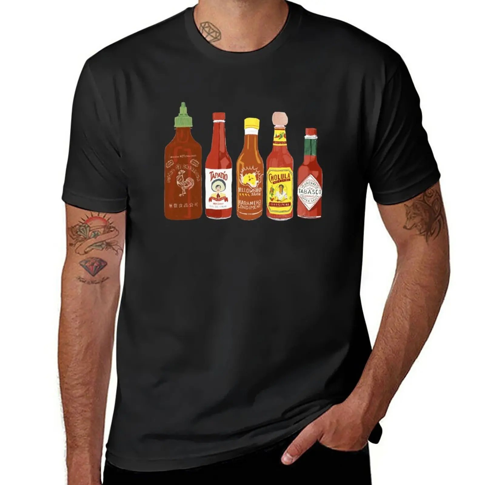 Spicy! Check out these hot sauces on black background T-Shirt vintage clothes cute clothes men clothing
Spicy! Check out these hot sauces on black background T-Shirt vintage clothes cute clothes men clothing