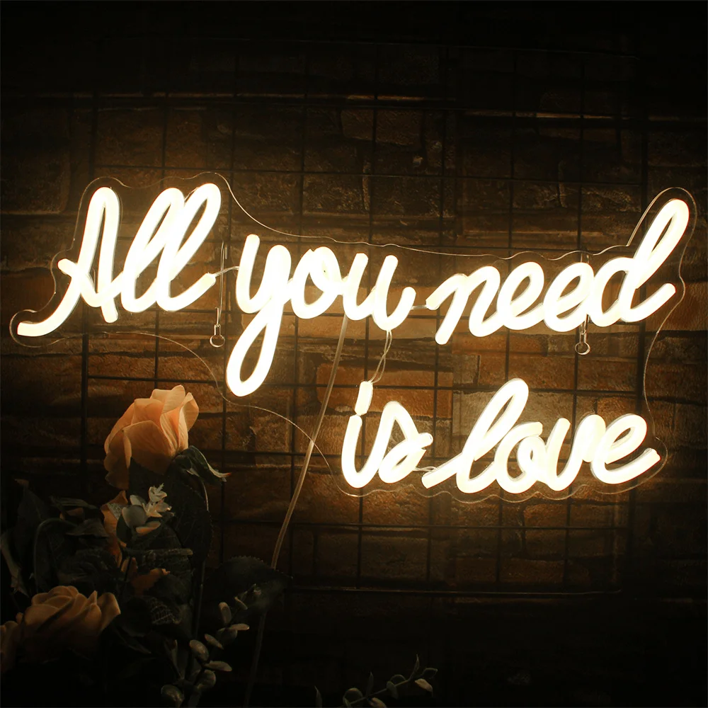 

All You Need Is Love Neon Sign LED Lights Wedding Bride Party Bedroom Aesthetic Room Decor One Love Oh Baby Glow Decoration Lamp