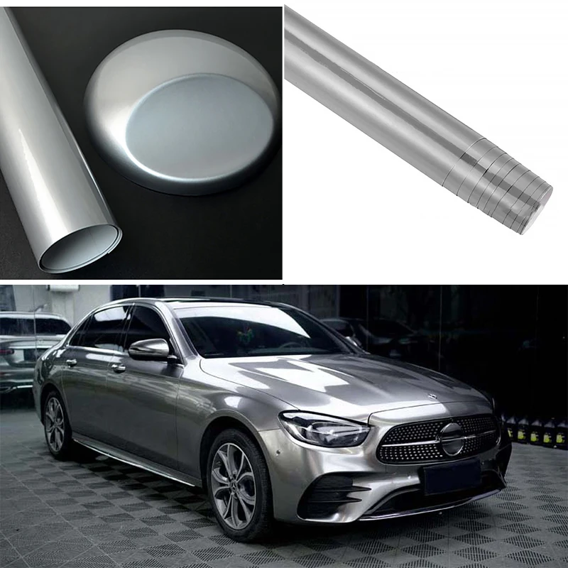 

15"x60" inch Silver Glossy Gloss Wrap Vinyl Covering Film Sticker Decal Roll Sheet with Air Bubble Free 38x150cm