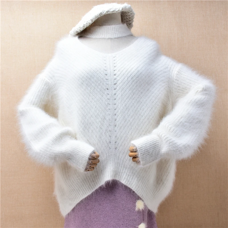 Female Women Fall Winter Clothing White Hairy Mink Cashmere Knitted Turtleneck Long Batwing Sleeve Loose Pullover Sweater Jumper
Female Women Fall Winter Clothing White Hairy Mink Cashmere Knitted Turtleneck Long Batwing Sleeve Loose Pullover Sweater Jumper