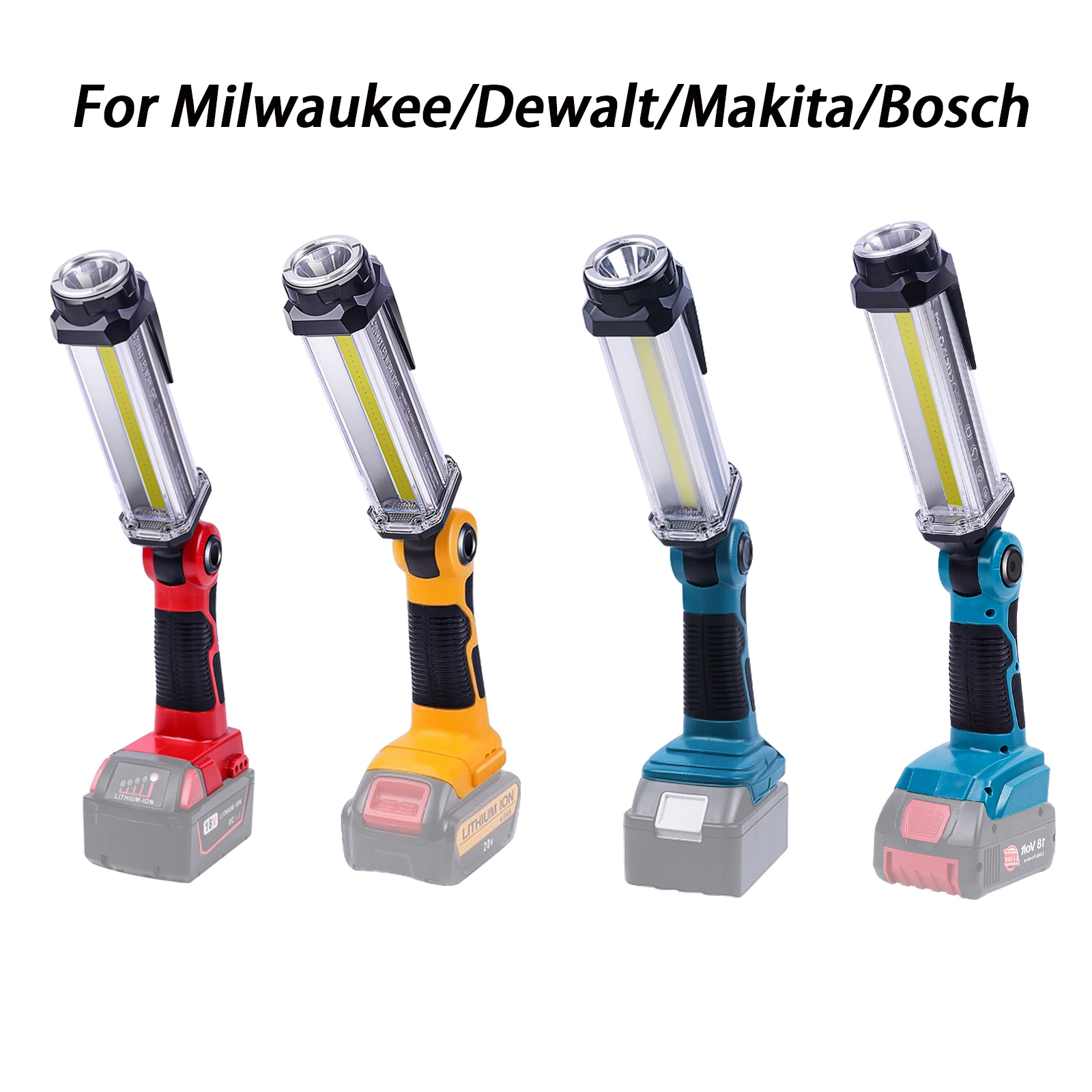

2000LM LED Work Light for Milwaukee/Dewalt/Makita/Bosch 14.4V-18V Li-ion Battery Outdoor Camping Portable Flashlight
