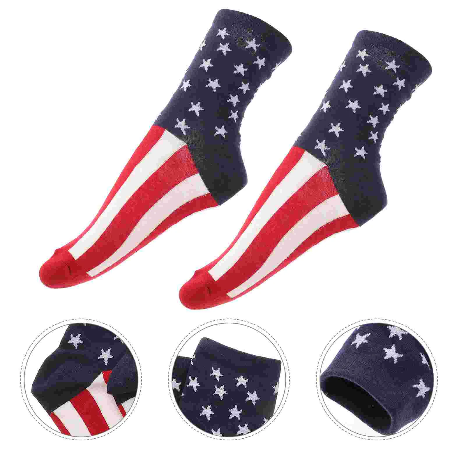 

2 Pairs American Flag Socks USA Patriotic Flag Stripe Freedom High Stocking Cotton Feet Socks For 4th Of July Independence Day