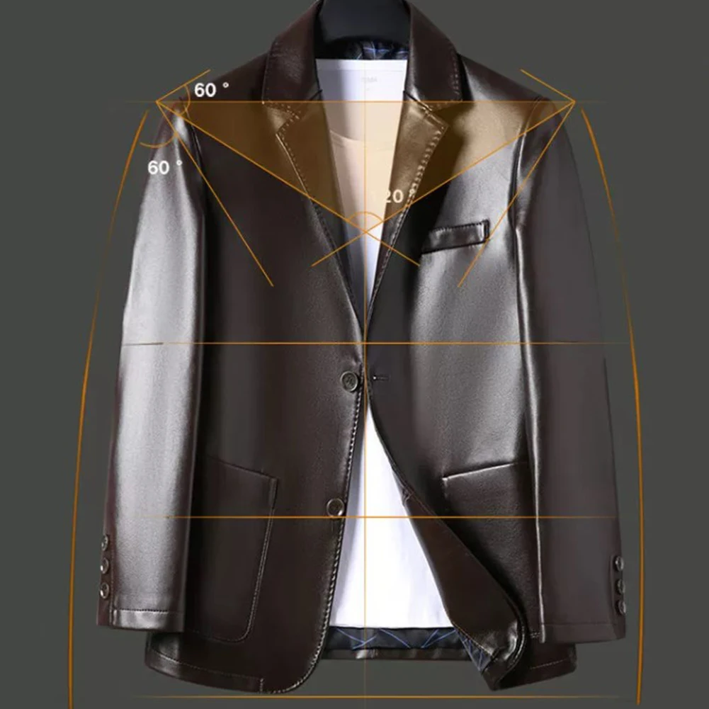 Top Mens Jacket Long Sleeve Outwear PU Leather Suit Suit Collar Thick Warm Add Velvet All-match Buttons Casual
Top Mens Jacket Long Sleeve Outwear PU Leather Suit Suit Collar Thick Warm Add Velvet All-match Buttons Casual