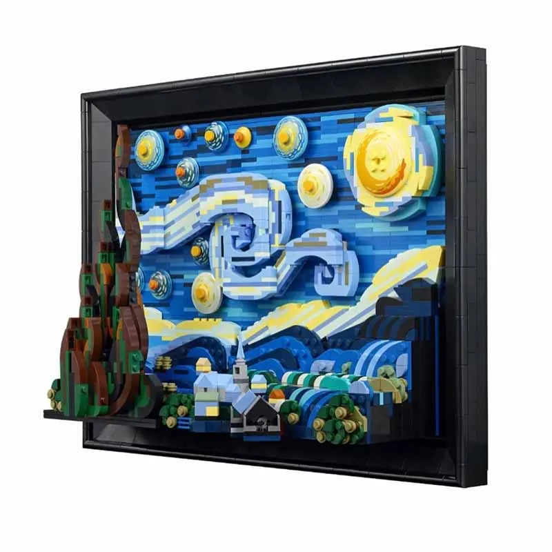 

Ideas New Classic Vincent Van Gogh Starry Moon Night Building Blocks Assembly Mini Brick Model Kit Compatible 21333 Toys For Boy