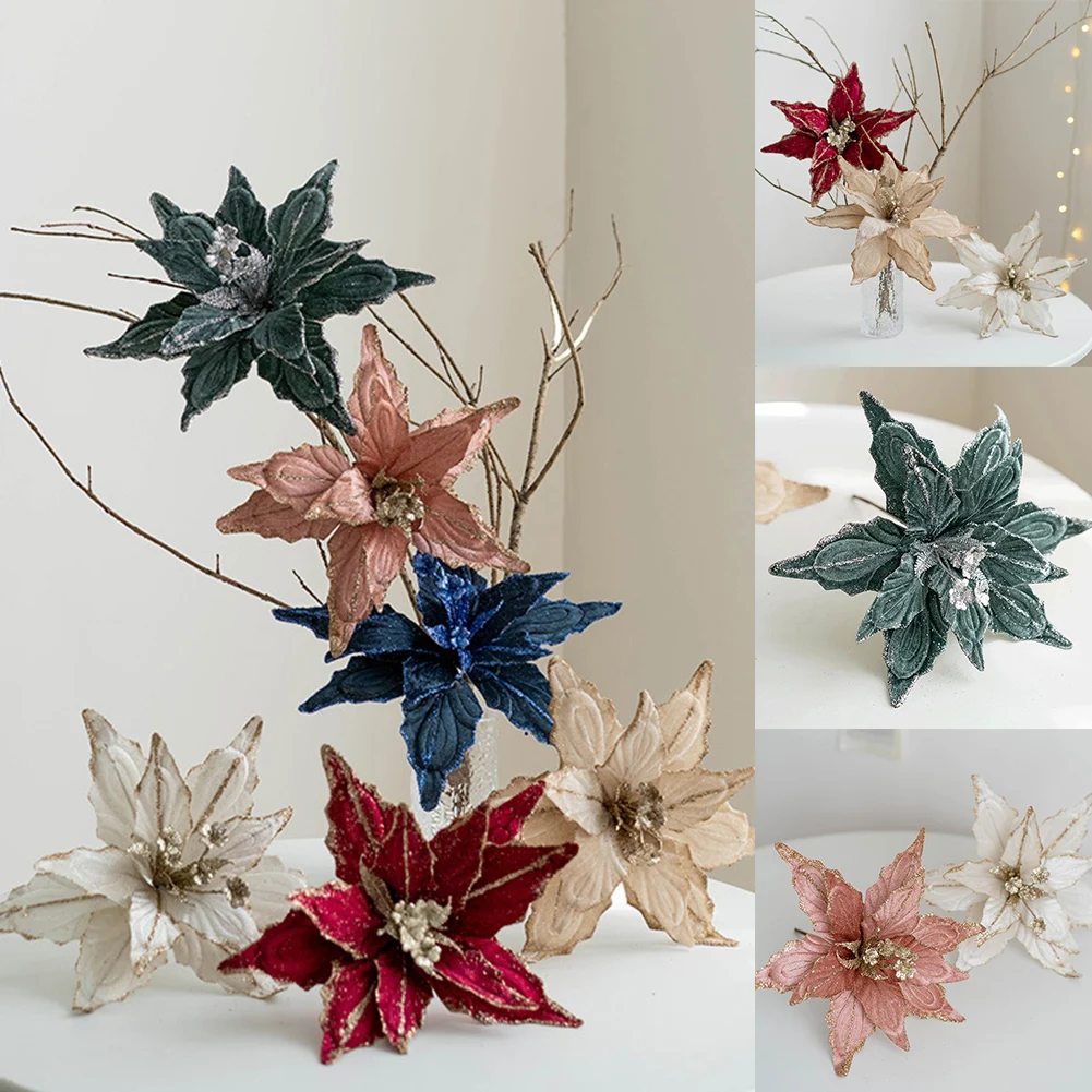 Christmas DIY Ornaments 28cm Christmas Poinsettia Glitter Flower Xmas Party Tree Hanging Plastic Cloth Flower Decorations
Christmas DIY Ornaments 28cm Christmas Poinsettia Glitter Flower Xmas Party Tree Hanging Plastic Cloth Flower Decorations